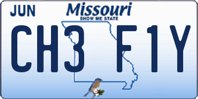 MO license plate CH3F1Y
