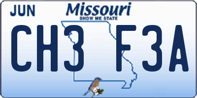 MO license plate CH3F3A