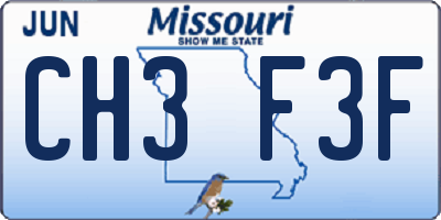 MO license plate CH3F3F