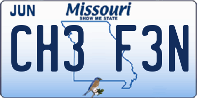 MO license plate CH3F3N