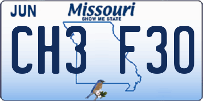 MO license plate CH3F3O