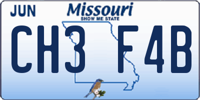 MO license plate CH3F4B