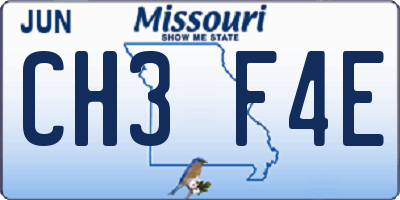 MO license plate CH3F4E
