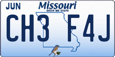 MO license plate CH3F4J