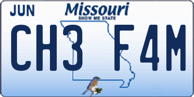 MO license plate CH3F4M