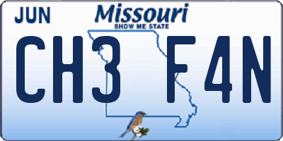 MO license plate CH3F4N