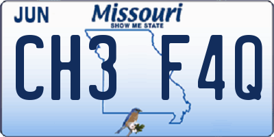 MO license plate CH3F4Q
