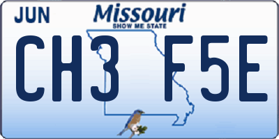 MO license plate CH3F5E