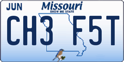 MO license plate CH3F5T