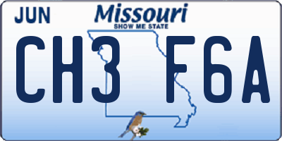 MO license plate CH3F6A