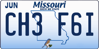 MO license plate CH3F6I