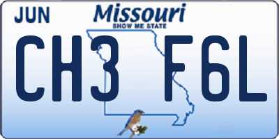MO license plate CH3F6L