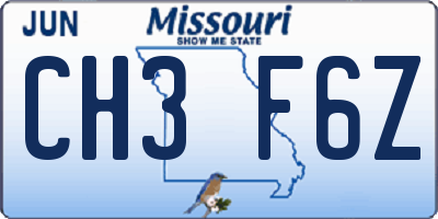 MO license plate CH3F6Z