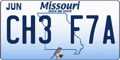 MO license plate CH3F7A