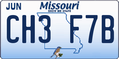 MO license plate CH3F7B