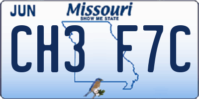 MO license plate CH3F7C