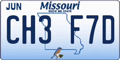MO license plate CH3F7D