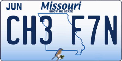 MO license plate CH3F7N