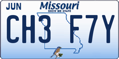 MO license plate CH3F7Y