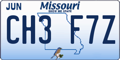MO license plate CH3F7Z