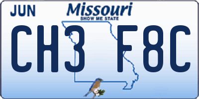 MO license plate CH3F8C