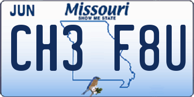 MO license plate CH3F8U