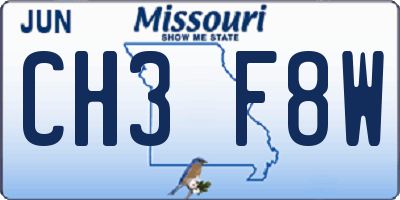 MO license plate CH3F8W