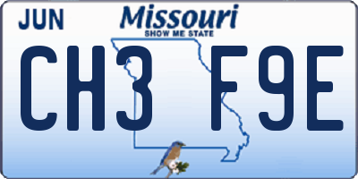 MO license plate CH3F9E