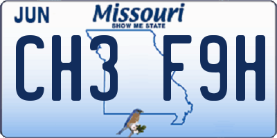 MO license plate CH3F9H