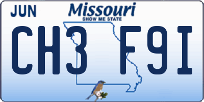MO license plate CH3F9I