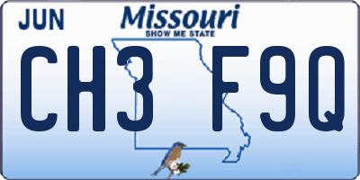 MO license plate CH3F9Q
