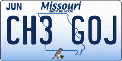 MO license plate CH3G0J
