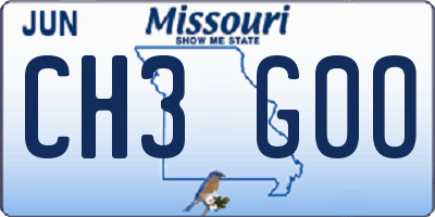 MO license plate CH3G0O