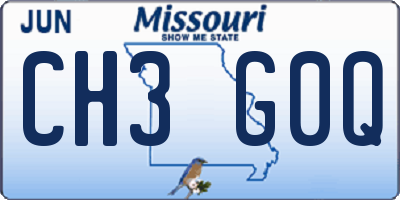 MO license plate CH3G0Q