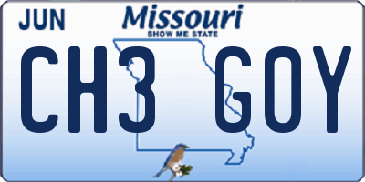 MO license plate CH3G0Y