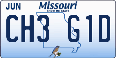 MO license plate CH3G1D
