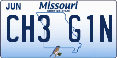 MO license plate CH3G1N