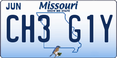 MO license plate CH3G1Y