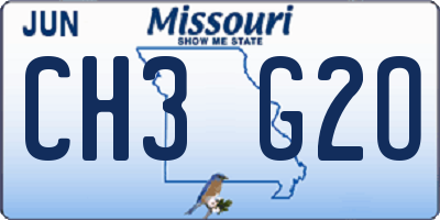 MO license plate CH3G2O