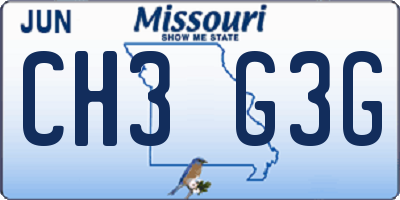 MO license plate CH3G3G