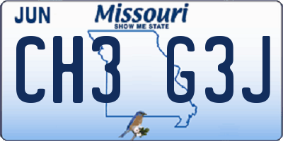 MO license plate CH3G3J