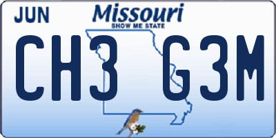MO license plate CH3G3M