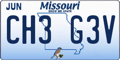 MO license plate CH3G3V