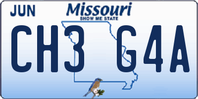 MO license plate CH3G4A