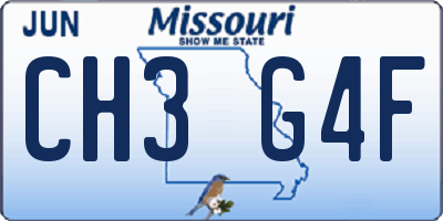 MO license plate CH3G4F