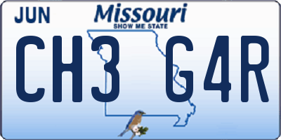 MO license plate CH3G4R