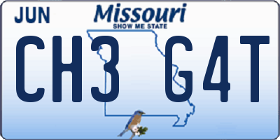 MO license plate CH3G4T