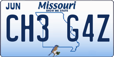 MO license plate CH3G4Z