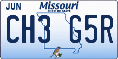 MO license plate CH3G5R