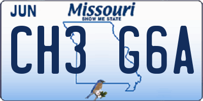 MO license plate CH3G6A